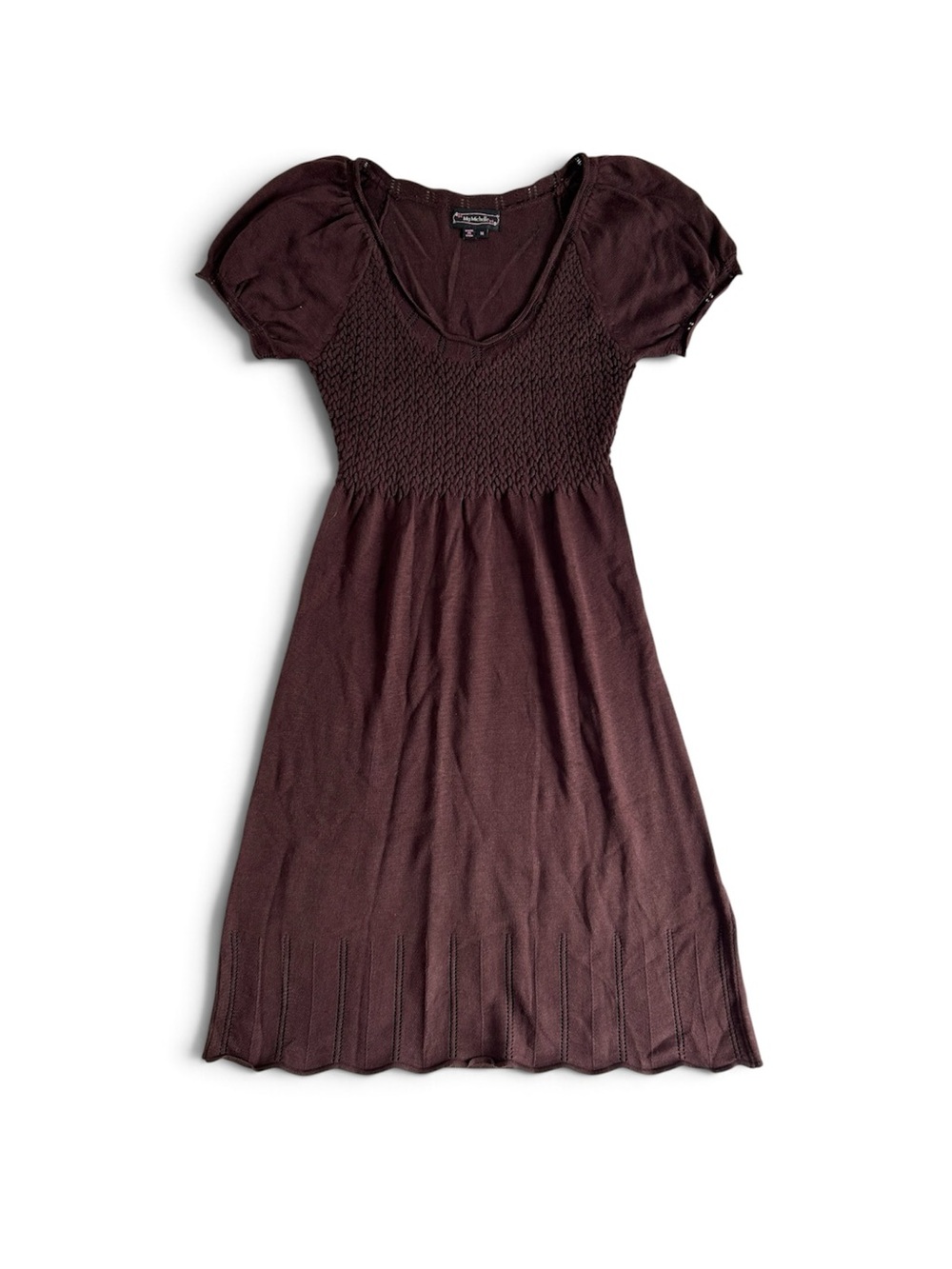 My Michelle Twee Y2K Chocolate Brown Smocked Knit Dress Whimsical